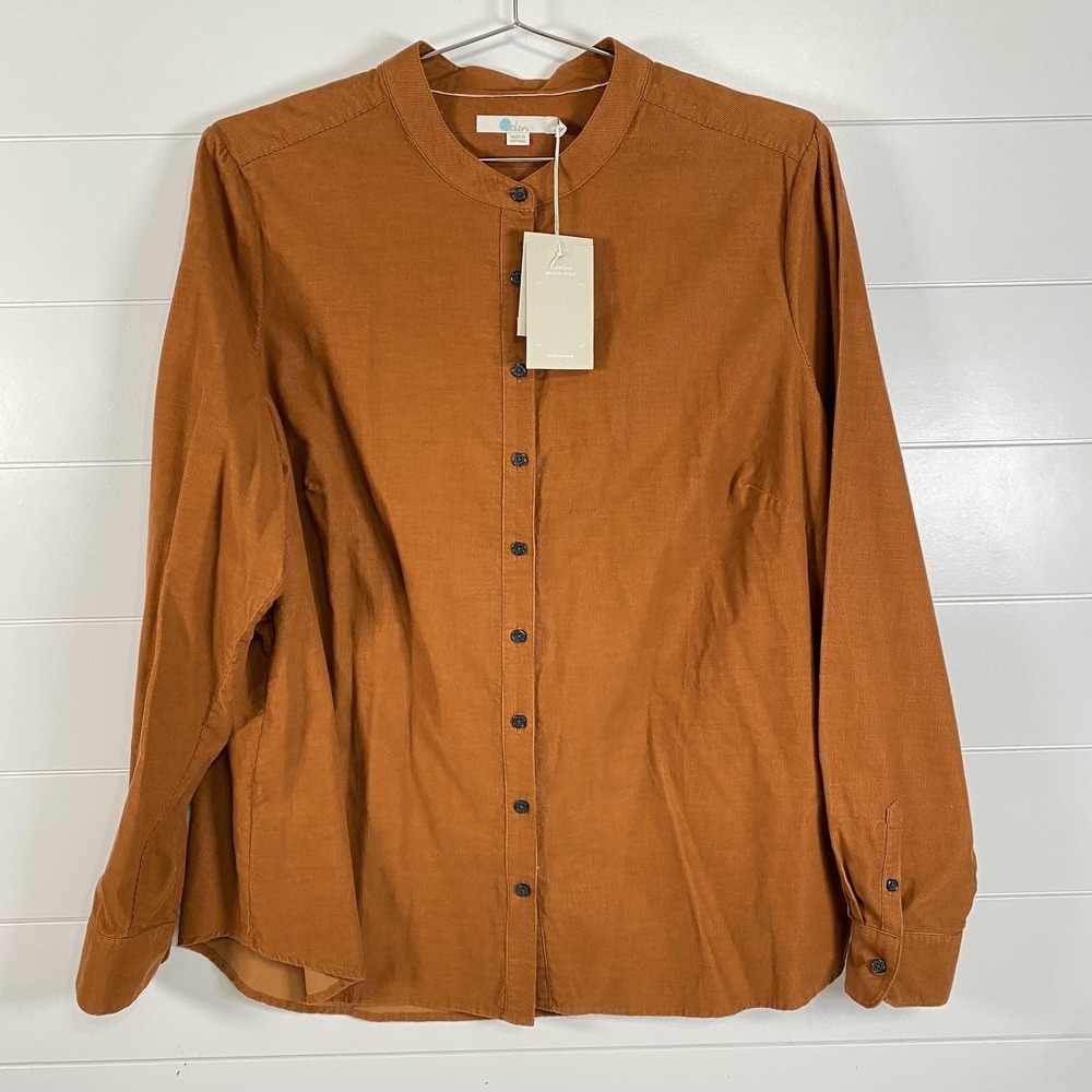 Boden Shirt Womens 18 Rust Brown Corduroy Button Front Long Sleeve Casual Top